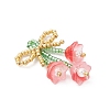 Glass Seed Beaded Bowknot with Flower Pendants PALLOY-MZ01129-01-3