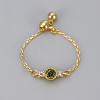 Adjustable Brass Micro Pave Cubic Zirconia Finger Rings WG86157-01-1