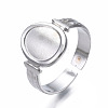 304 Stainless Steel Oval Open Cuff Ring RJEW-T023-53P-3