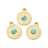 Real 14K Gold Plated 304 Stainless Steel Pave Synthetic Turquoise Pendants STAS-R005-05G-01-1