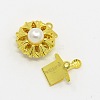 Golden Metal Alloy with Pearl Jewelry Box Clasps X-J09VS011-2