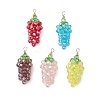 5Pcs 5 Colors Handmade Copper Wired Glass Beaded Grape Pendants PALLOY-CJ00102-1