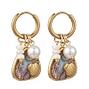 Abalone Shell Pendant Necklace & Hoop Earrings with Shell Pearl & Natural Freshwater Pearls SJEW-JS01379-01-3