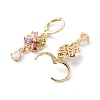 Flower Rack Plating Golden Brass Dangle Leverback Earrings EJEW-A030-03G-01-2