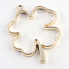 Rack Plating Alloy Irish Clover Open Back Bezel Pendants PALLOY-S047-06E-FF-2