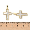 Brass Pave Natural White Shell Pendants X-KK-Z115-12G-3