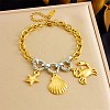 Duo Tone Ocean 304 Stainless Steel Shell Shape Crab Charm Bracelets for Women SA-CBA717A-07G-1