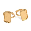 Rectangle Brass Adjustable Ring Components KK-Z122-20G-2