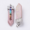 Natural Rhodonite with Synthetic & Natural Mixed Stone Chakra Big Pendants G-E415-A19-2