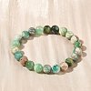 Natural Green Line Jasper Round Beaded Stretch Bracelets for Women BJEW-F535-02B-2