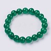 Natural Green Jade Beaded Stretch Bracelet BJEW-P210-11-8mm-1