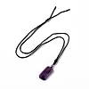 Adjustable Natural Amethyst Rectangle Pendant Necklace with Nylon Cord for Women NJEW-L171-03C-2