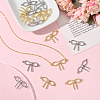 16Pcs 2 Colors Rack Plating Brass Pave Clear Cubic Zirconia Bowknot Connector Charms KK-SC0006-77-5