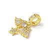 Brass Micro Pave Clear Cubic Zirconia Star & Wing Heart European Dangle Charms KK-A236-05G-2