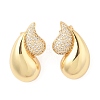 Rack Plating Brass Micro Pave Clear Cubic Zirconia Stud Earrings for Women EJEW-G394-40G-1