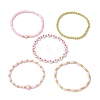 5Pcs 5 Styles Heart Acrylic & Glass Seed Beaded Stretch Bracelet Sets BJEW-JB10473-02-2