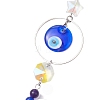 Chakra Natural & Synthetic Gamstone Beads & Glass Evil Eye Hanging Ornaments HJEW-JM02042-4