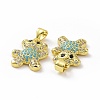 Brass Micro Pave Clear Cubic Zirconia Pendants ZIRC-F135-28G-02-3