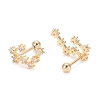 Brass Micro Pave Clear Cubic Zirconia Stud Earrings EJEW-F258-01E-G-2