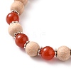 Round Natural Red Agate/Carnelian Beaded Stretch Bracelets BJEW-JB05607-04-2