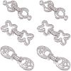 6Pcs 3 Styles Rack Plating Brass Micro Pave Clear Cubic Zirconia Fold Over Clasps KK-HS0001-01P-1