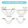 4Pcs 4 Styles Alloy & Iron Hanging Chain Brooches JEWB-CA0001-64-2