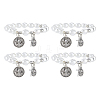 4Pcs Religious Alloy Beaded Charm Bracelets BJEW-DC0001-32-1