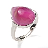 Natural Banded Agate Teardrop Adjustable Rings RJEW-K371-08S-11-2