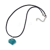 3D Heart Glass Seed Beads Pendant Necklaces NJEW-MZ00046-01-4