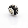 304 Stainless Steel Polymer Clay Rhinestone European Beads CPDL-J017-02-2