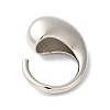 Rack Plating Brass Teardrop Open Cuff Rings for Women RJEW-S407-01P-3