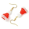 Christmas Hat Glass Seed Braided Dangle Earrings EJEW-MZ00234-4