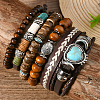 6Pcs 6 Styles Wood & Synthetic Turquoise & Alloy Beaded Stretch Bracelets & Braided Bracelets for Women BJEW-CL0001-60-5