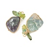 Raw Rough Natural Green Fluorite Copper Wire Wrapped Pendants PALLOY-JF06061-01-2