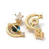 Moon & Star Rack Plating Brass Micro Pave Cubic Zirconia Pendants KK-C037-08G-2