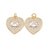 Heart Brass Micro Pave Cubic Zirconia Pendants KK-G435-01G-04-2