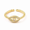 Clear Cubic Zirconia Evil Eye Open Cuff Ring RJEW-B028-15G-2