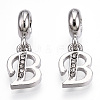 Platinum Rack Plating Alloy Rhinestone European Dangle Charms PALLOY-T048-36P-B-1