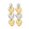 Heart Brass Dangle Stud Earrings EJEW-F358-01GP-2