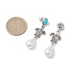 ABS Plastic Imitation Pearl & Alloy Dangle Stud Earrings EJEW-JE06300-02-3