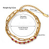 304 Stainless Steel & Dyed Natural Jade Beaded Double Layer Bracelets FS-WG81BCE-09-1