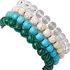 4Pcs Constellation 8mm Round Synthetic Turquoise & Quartz Crystal & Malachite & Magnesite Beaded Stretch Bracelets for Women BJEW-JB10634-5