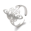 Non-Tarnish 304 Stainless Steel Witch Knot Open Cuff Rings for Women AJEW-U005-01P-1