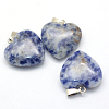 Heart Natural Blue Spot Jasper Pendants X-G-Q438-10-2