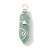 Natural Green Aventurine Double Terminal Pointed Pendants PALLOY-JF02673-02-1