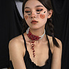 Retro Gothic Acrylic and Imitation Pearl Bloody Round Beaded Milti-strand Choker Necklaces for Women FS-WGACA63-01-1