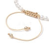 Shell Pearl Braided Bead Bracelets BJEW-JB11479-5