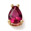 Teardrop Brass Micro Pave Cubic Zirconia Slide Charms KK-C119-16G-2