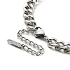 304 Stainless Steel Rectangle Pendant Necklace with Curb Chains for Men Women NJEW-P229-18P-3