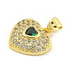 Heart Rack Plating Brass Micro Pave Cubic Zirconia Charms KK-Z053-17G-03-2